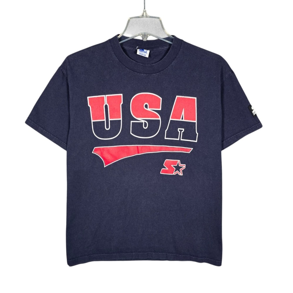 Vintage 90s Starter Team USA T-Shirt Mens Medium Olympics Dream Team USA Blue